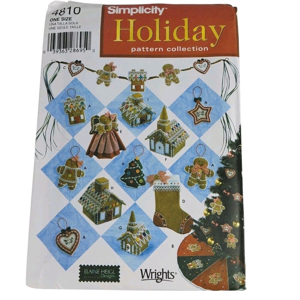 Simplicity Holiday Sewing Pattern Collection Gingerbread Decor UNCUT 4810